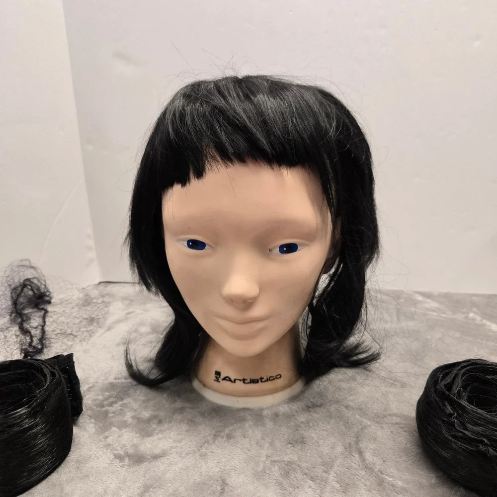 Artistico Celestia Cosplay Wig Black Synthetic‎ with Micro Bangs and Hair Rolls